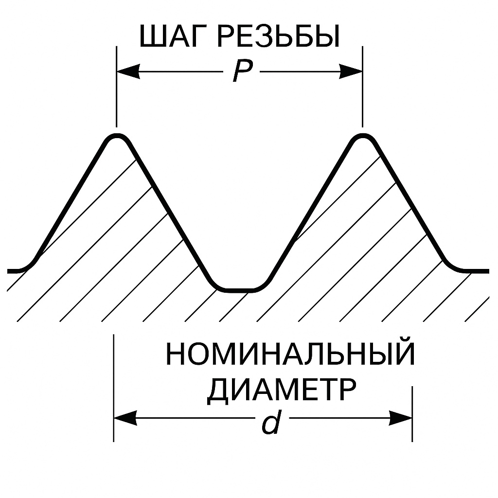 Обозначение шага и диаметра