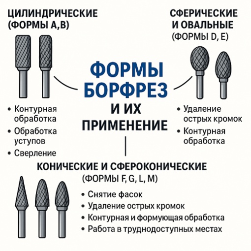 Основные виды борфрез и их назначение