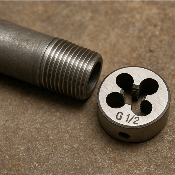 Трубная резьба, выполненная с помощью специализированной плашки