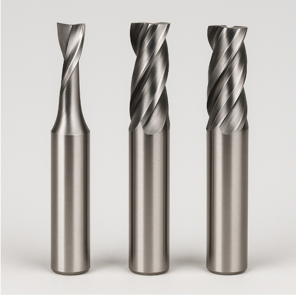 Слева направо: однозаходная, двухзаходная и трехзаходная фрезы