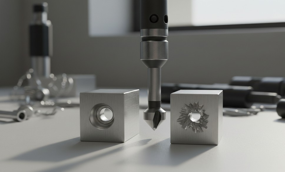 Как убрать дробление и огранку при зенковании отверстий