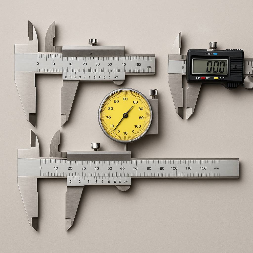 Три поколения измерительных инструментов: нониусный (ШЦ), циферблатный (ШЦК) и цифровой (ШЦЦ)