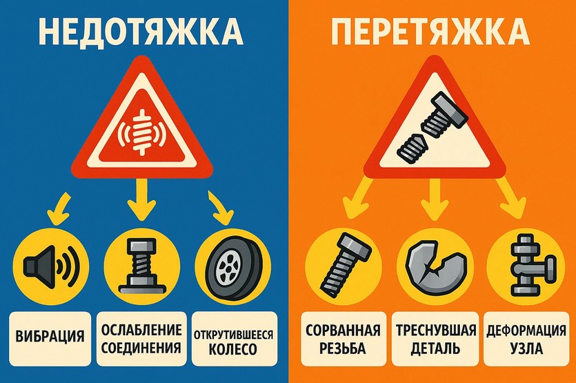 Инфографика, показывающая риски неправильной затяжки болтов