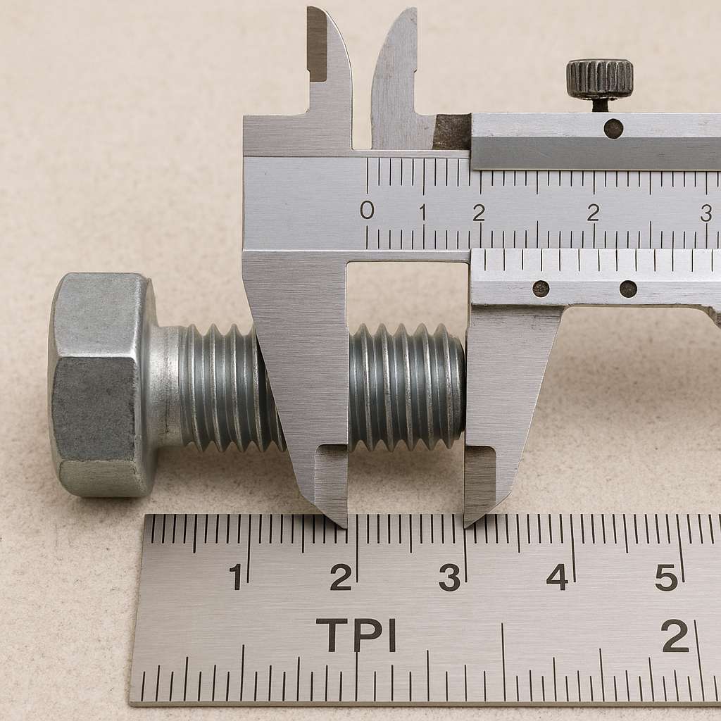 Процесс идентификации резьбы: измерение диаметра и шага (числа ниток на дюйм)