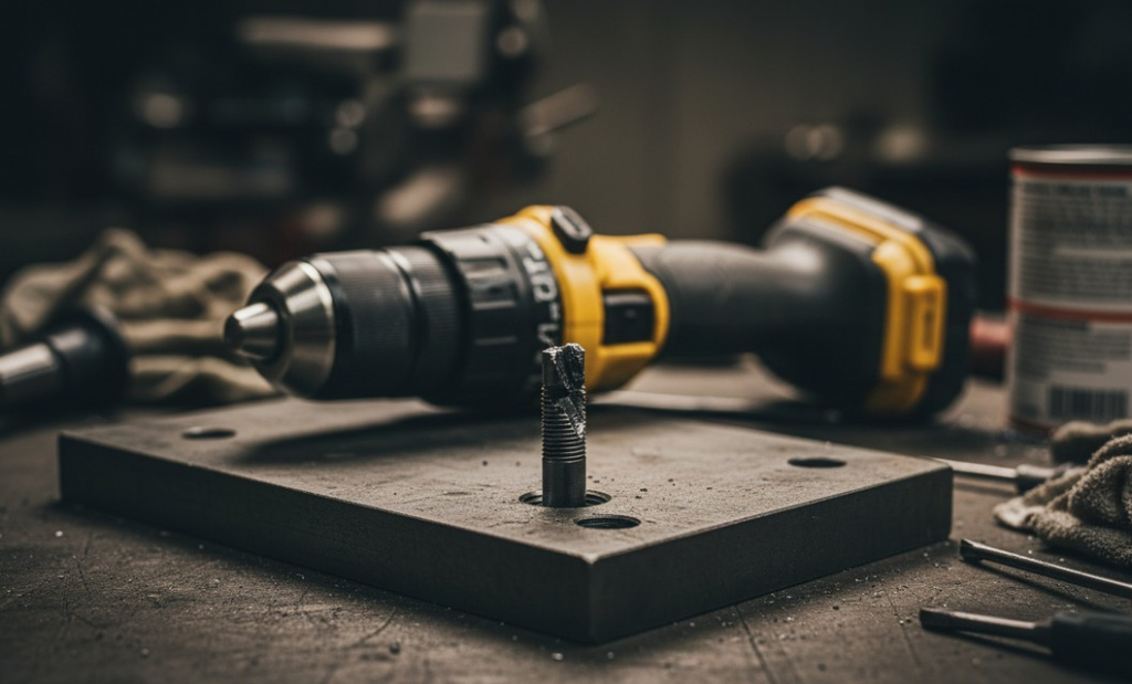 Сломанный ручной метчик при использовании в дрели