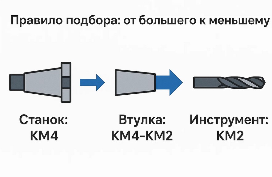 Схема подбора втулки конус Морзе.